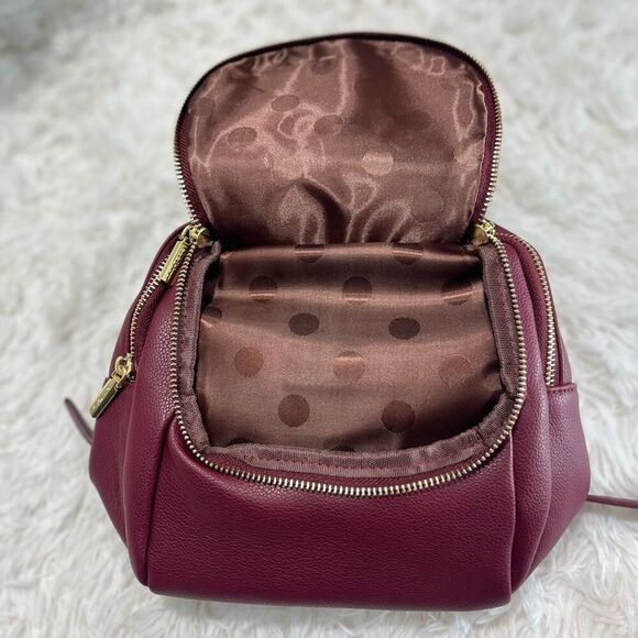 Mini Leather Backpack Wine Red with Goldtone Hardware Adjustable Straps - Picture 12 of 14